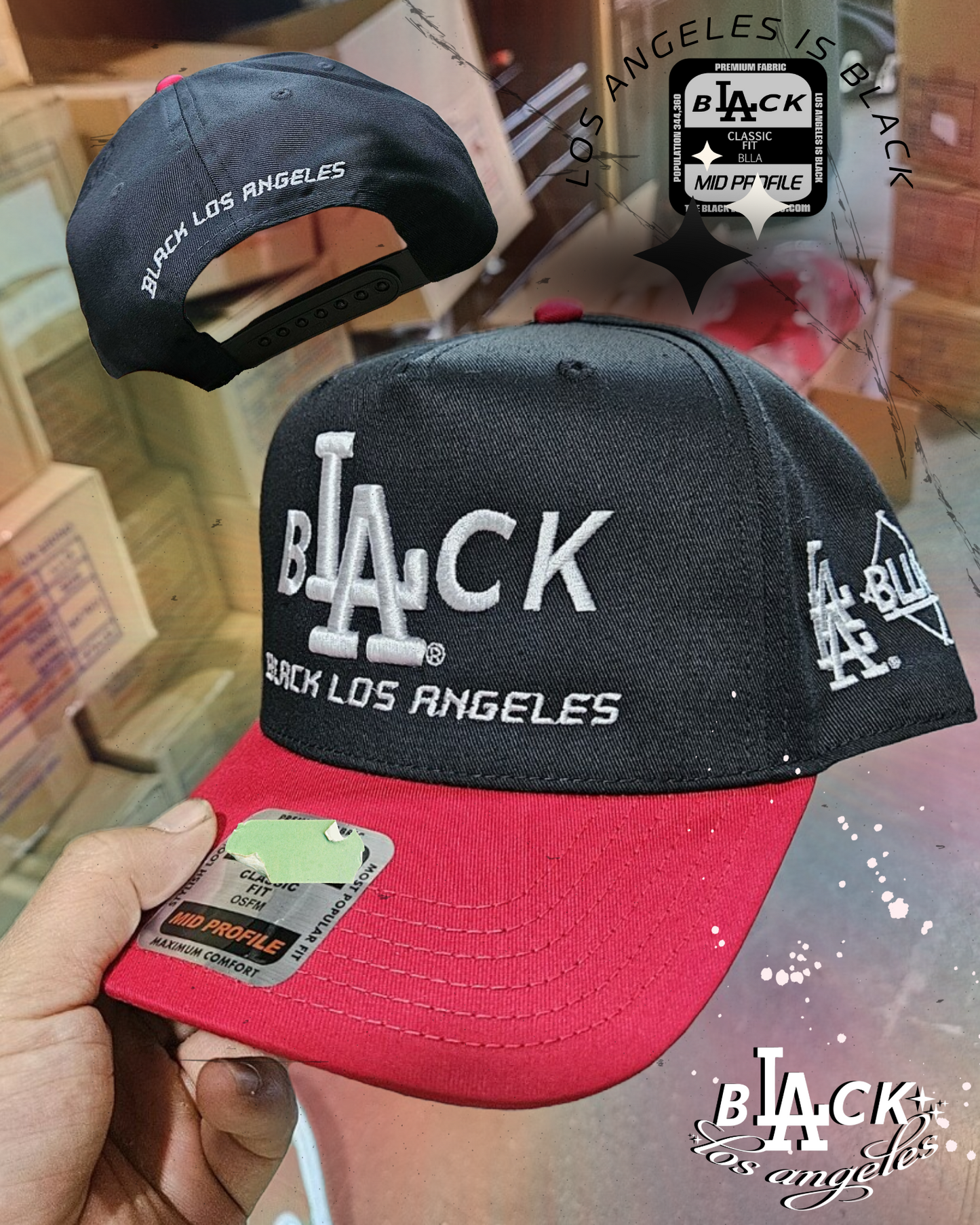 Black L.A Hat (Black/Red)