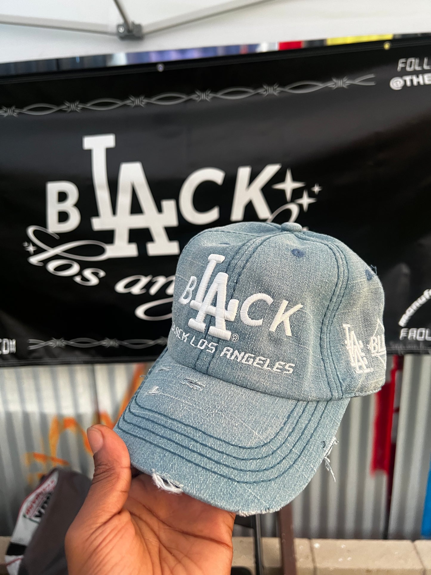 Black L.A Dad Hat (Denim)