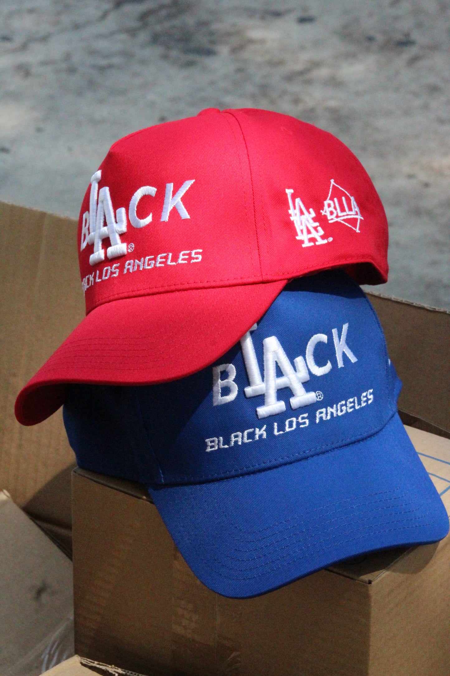 Black L.A Hat (Red Alert)