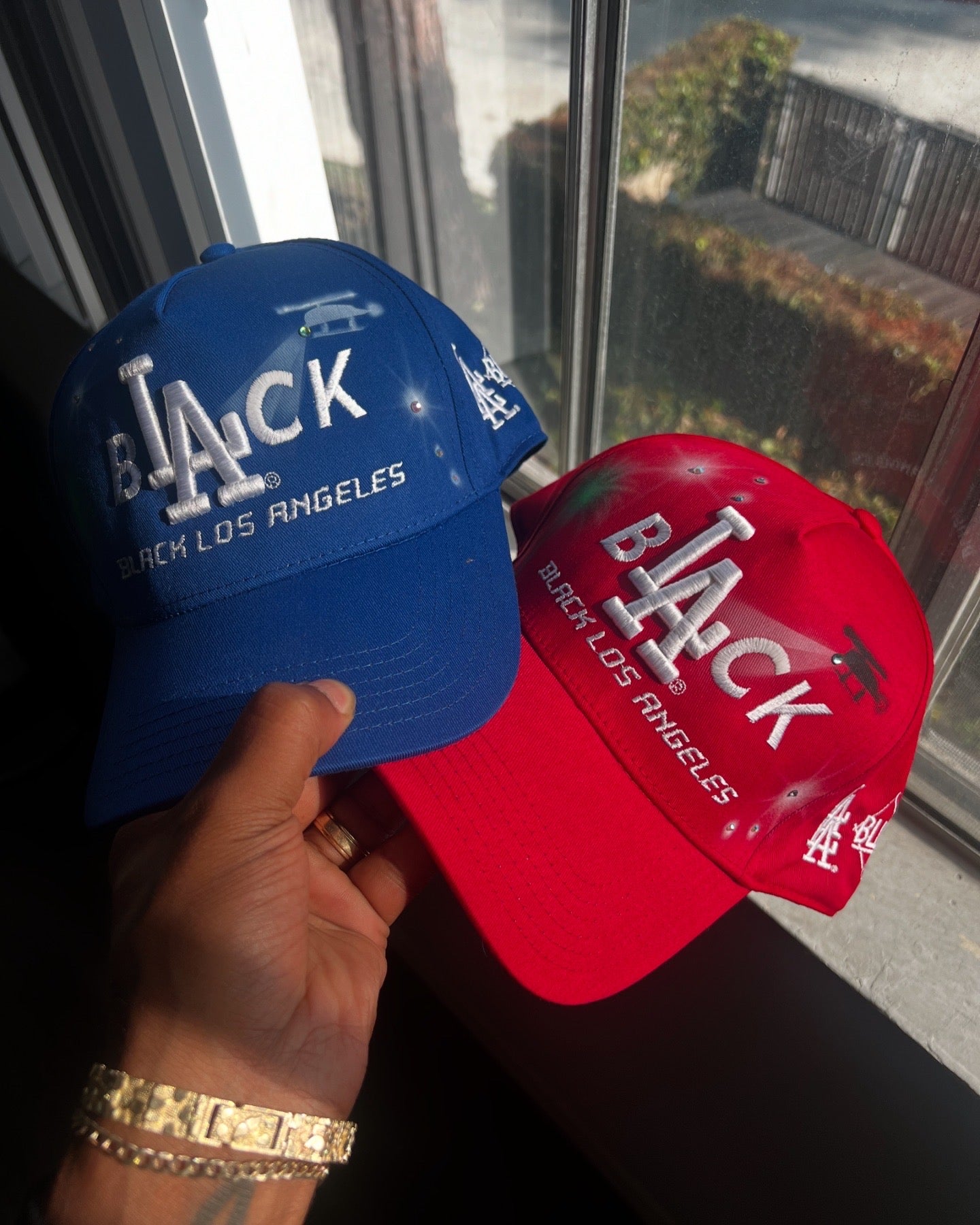 Black L.A Hat (Rhinestone-Airbrush)