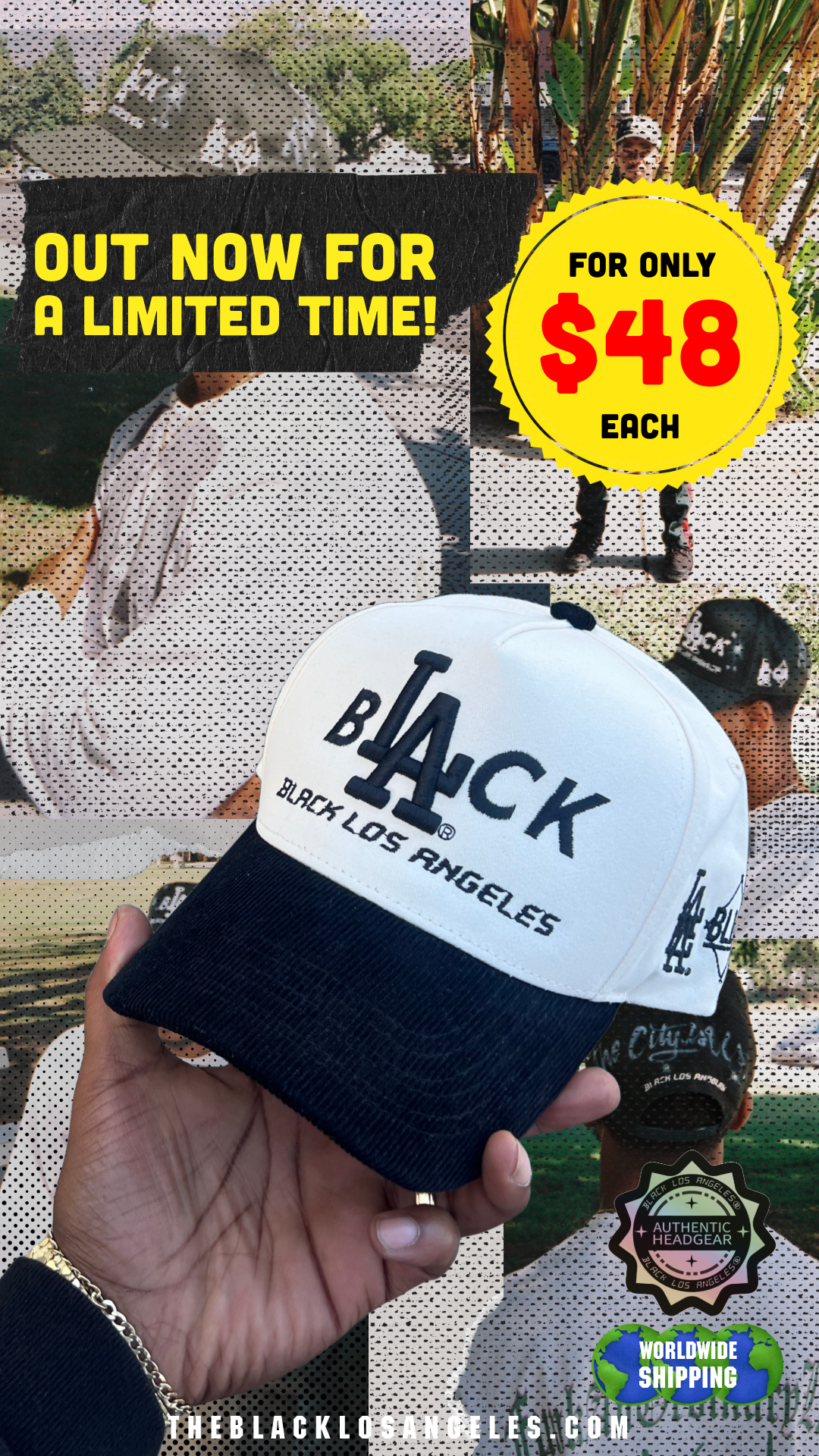 Black L.A Hat (Corduroy Brim)