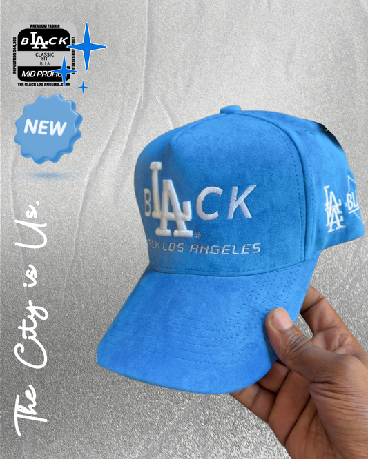 Black L.A Hat (Suede/Ice Blue)